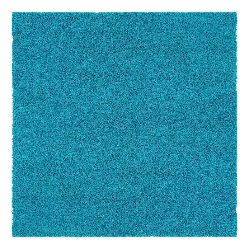 Unique Loom Solid Shag Collection Modern Plush Rug, Blue, 3X16 Ft