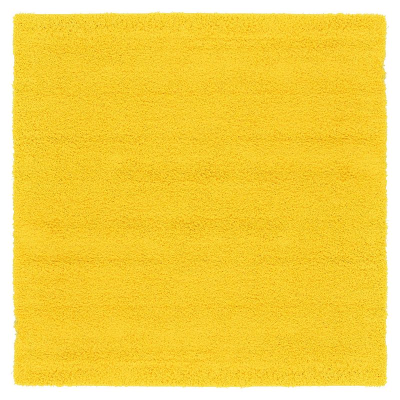 Unique Loom Solid Shag Collection Modern Plush Rug, Yellow, 9X12 Ft