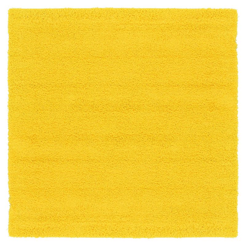 Unique Loom Solid Shag Collection Modern Plush Rug, Yellow, 9X12 Ft