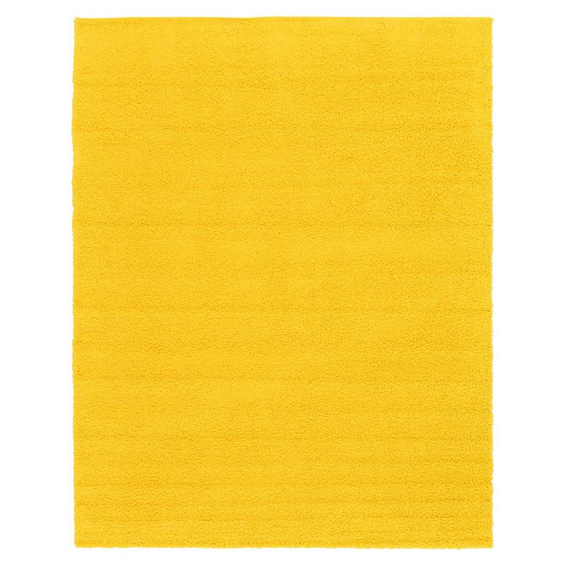 Unique Loom Solid Shag Collection Modern Plush Rug, Yellow, 10X13 Ft