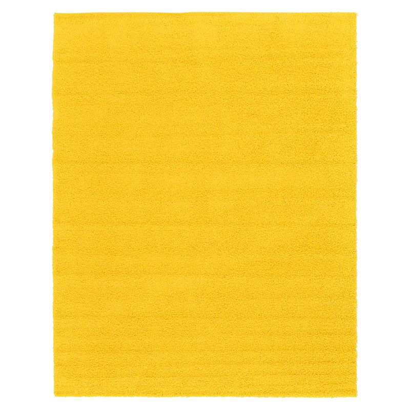 Unique Loom Solid Shag Collection Modern Plush Rug, Yellow, 10X13 Ft