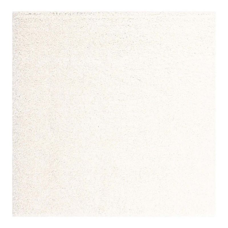 Unique Loom Solid Shag Collection Modern Plush Rug, White, 12Ft Rnd