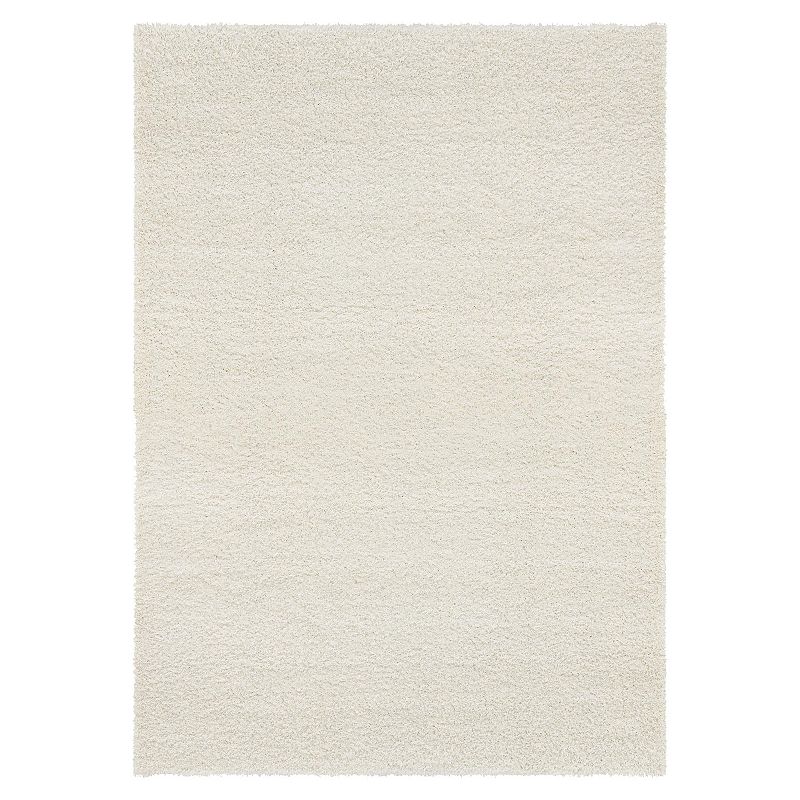 Unique Loom Solid Shag Collection Modern Plush Rug, White, 12Ft Rnd