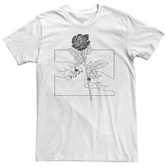 Big & Tall Line Rose Hands Floral Line Art Tee