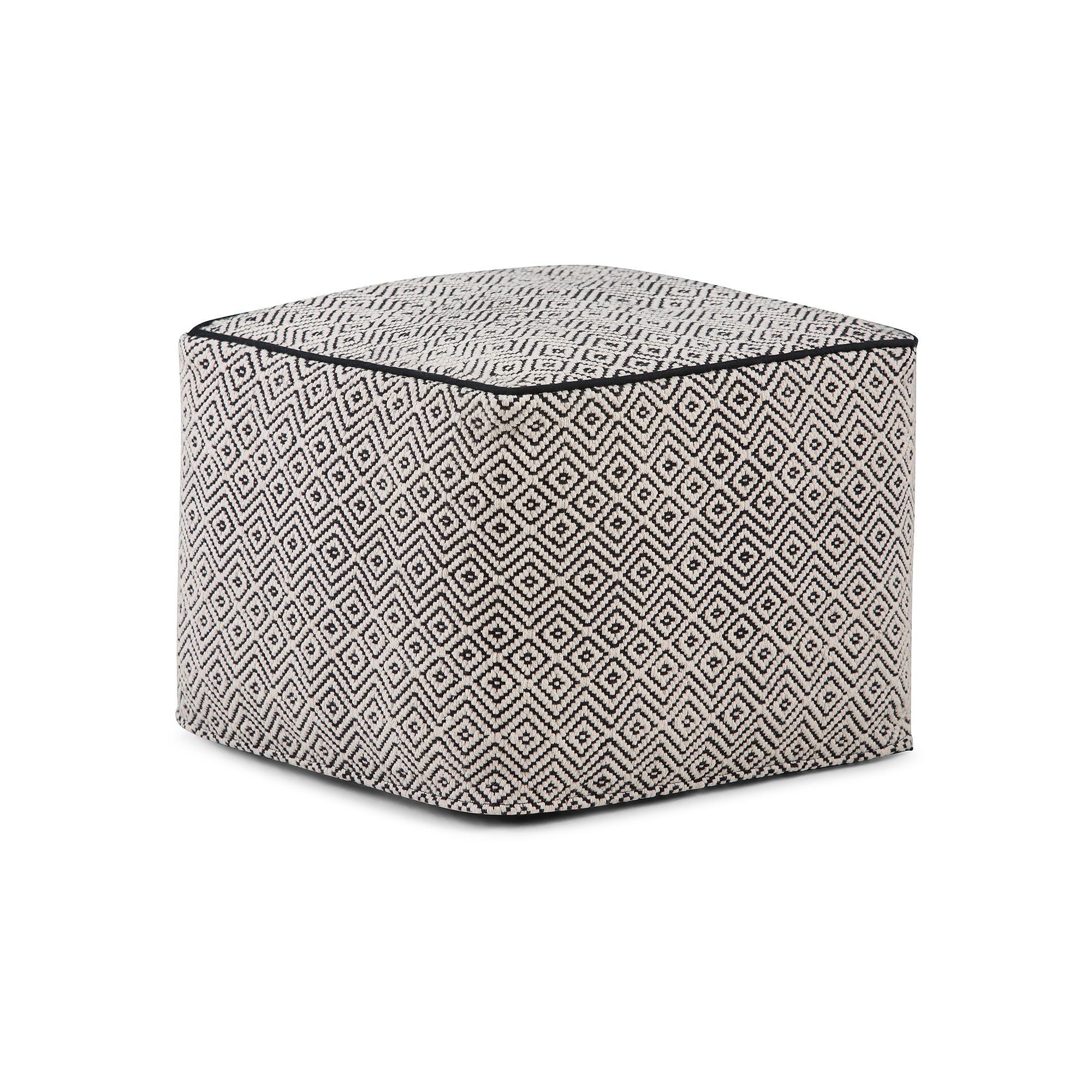 Simply Home Brynn Square Pouf, Black