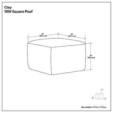 Simply Home Clay Square Pouf