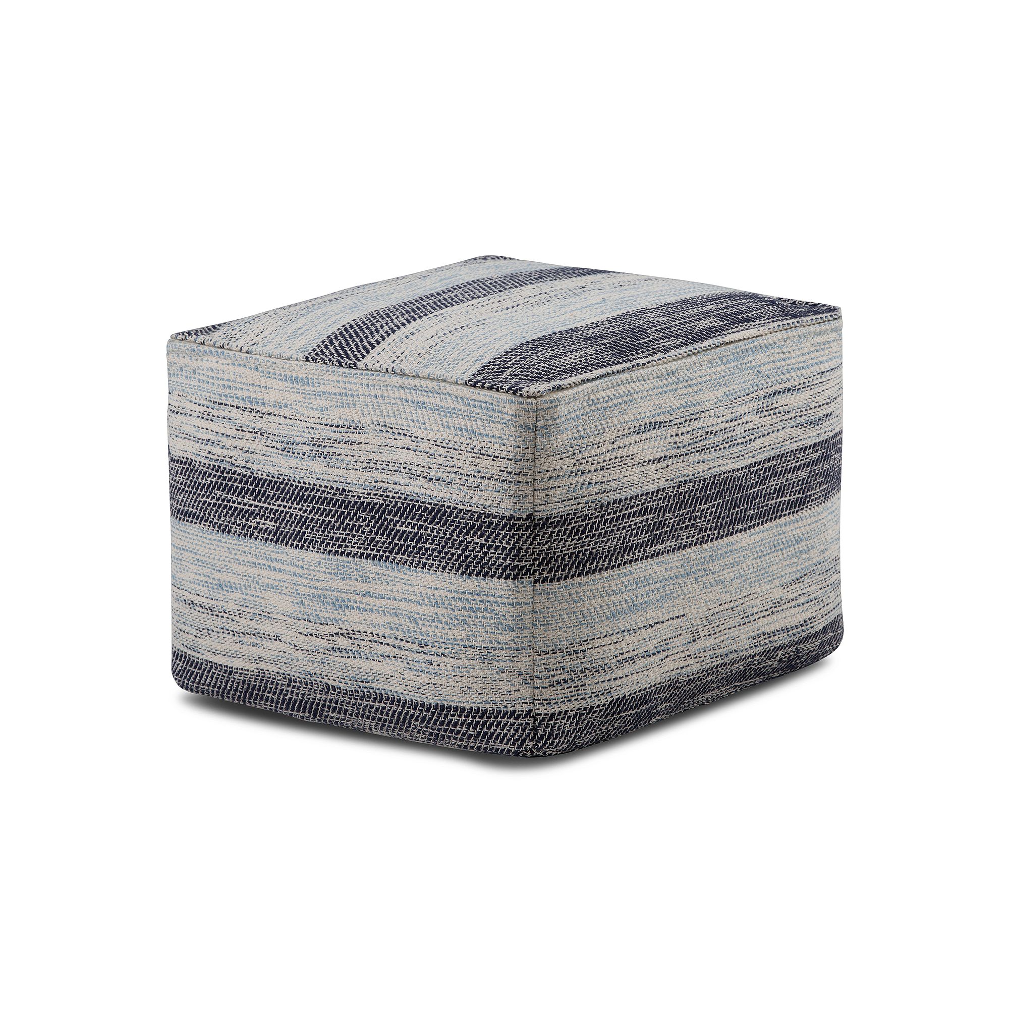 Simply Home Clay Square Pouf, Blue
