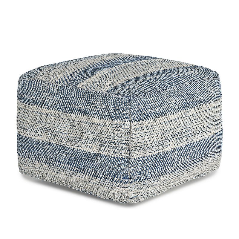 Simply Home Clay Square Pouf, Blue
