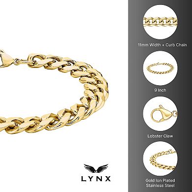 Men's LYNX Stainless Steel Curb Chain Bracelet 