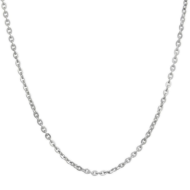 Mens LYNX Stainless Steel Cable Chain Necklace, Size: 18, White