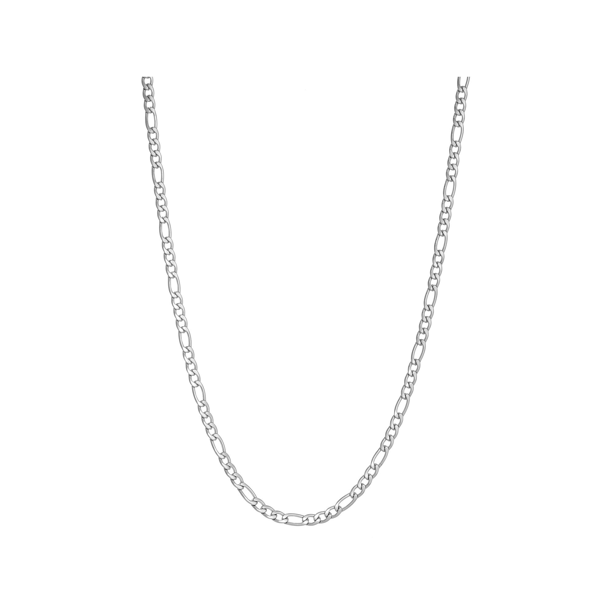 Mens LYNX Stainless Steel 3 mm Figaro Chain Necklace, Size: 24