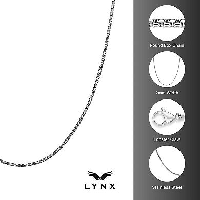 Men's LYNX Stainless Steel Box Chain Necklace 