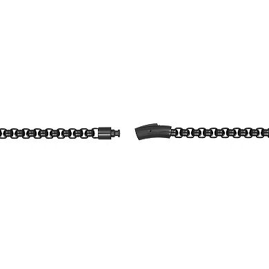 Men's LYNX Black Ion-Plated Stainless Steel Box Chain Necklace