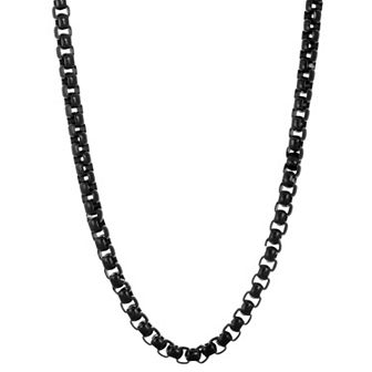 Men's LYNX Black Ion-Plated Stainless Steel Box Chain Necklace