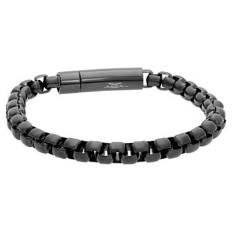 Men's LYNX Black Ion-Plated Stainless Steel Box Chain Bracelet