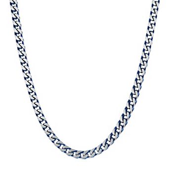 Men's LYNX Blue Ion-Plated Stainless Steel Foxtail Chain Necklace