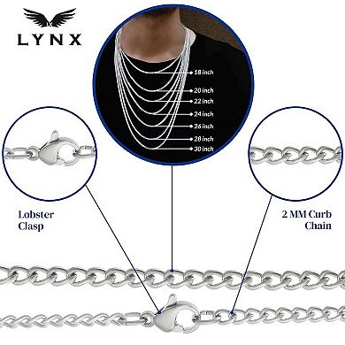 Men's LYNX Stainless Steel Curb Chain Necklace 