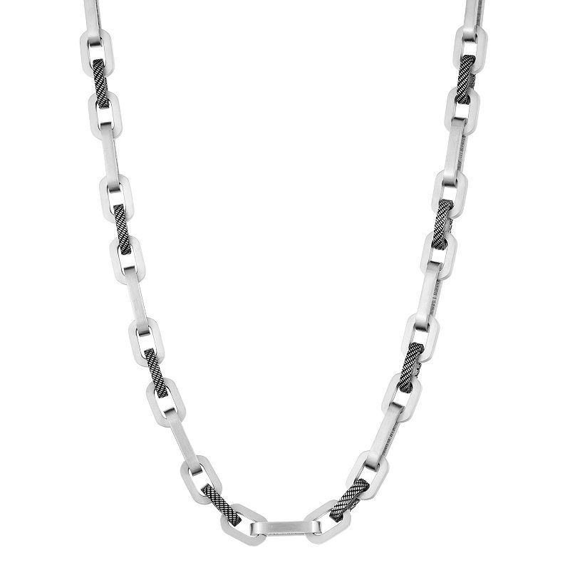 Mens LYNX Two Tone Stainless Steel Link Chain Necklace, Size: 24, Multi