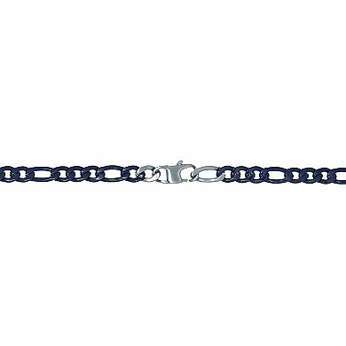 Men's LYNX Blue Acrylic Coated Stainless Steel Figaro Chain Bracelet