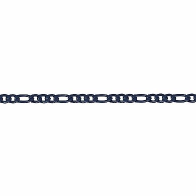 Men's LYNX Blue Acrylic Coated Stainless Steel Figaro Chain Bracelet 