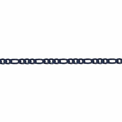Men's LYNX Blue Acrylic Coated Stainless Steel Figaro Chain Bracelet