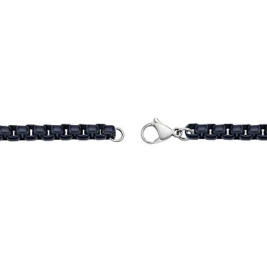 Men's LYNX Blue Acrylic Coated Stainless Steel Box Chain Bracelet