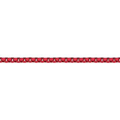Men's LYNX Red Acrylic Coated Stainless Steel Box Chain Necklace