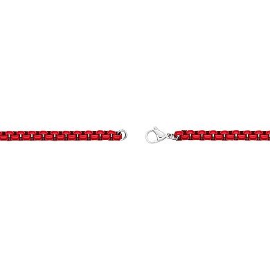 Men's LYNX Red Acrylic Coated Stainless Steel Box Chain Bracelet 