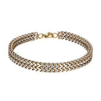 Men's LYNX Two Tone Stainless Steel 2-Row Foxtail Chain Bracelet