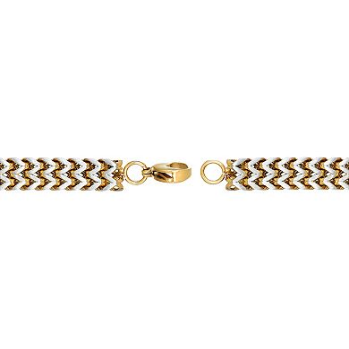 Men's LYNX Two Tone Stainless Steel 2-Row Foxtail Chain Bracelet