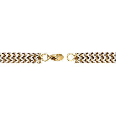 Men's LYNX Two Tone Stainless Steel 2-Row Foxtail Chain Bracelet 