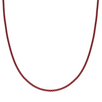 Men's LYNX Red Acrylic Coated Stainless Steel 3mm Box Chain Necklace