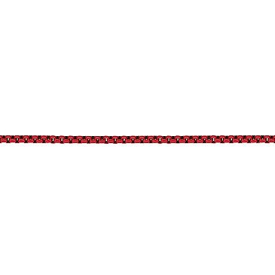 Men's LYNX Red Acrylic Coated Stainless Steel 3mm Box Chain Necklace