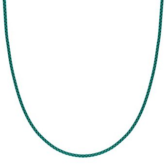 Men's LYNX Turquoise Acrylic Coated Stainless Steel Box Chain Necklace