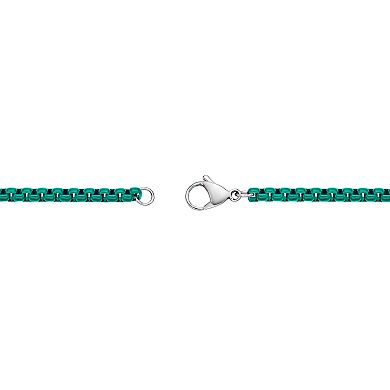 Men's LYNX Turquoise Acrylic Coated Stainless Steel Box Chain Necklace