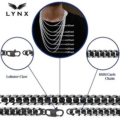 Men's LYNX Stainless Steel Curb Chain Necklace 