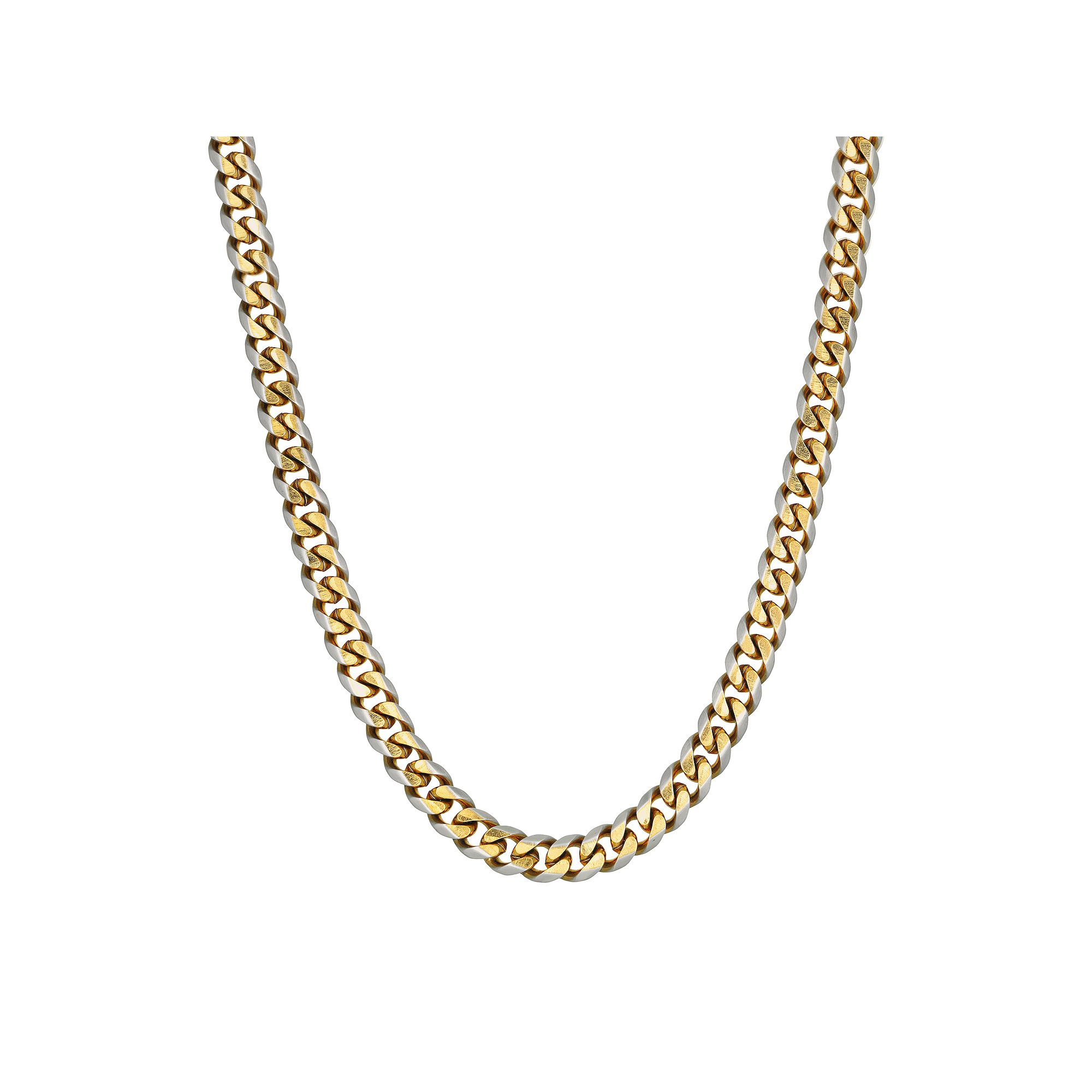Mens LYNX Stainless Steel Curb Chain Necklace, Size: 24, Gold Tone
