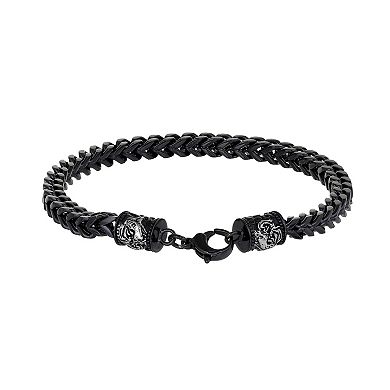 Men's LYNX Black Ion-Plated Stainless Steel Franco Chain Bracelet