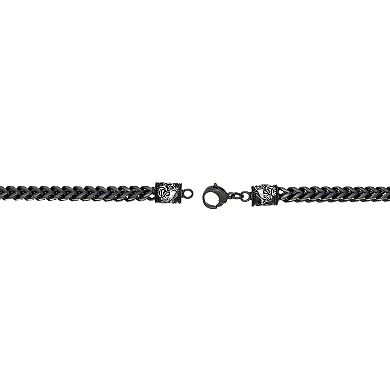 Men's LYNX Black Ion-Plated Stainless Steel Franco Chain Bracelet