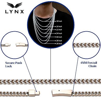 Men's LYNX Gold Tone Ion-Plated Stainless Steel Franco Chain Necklace 