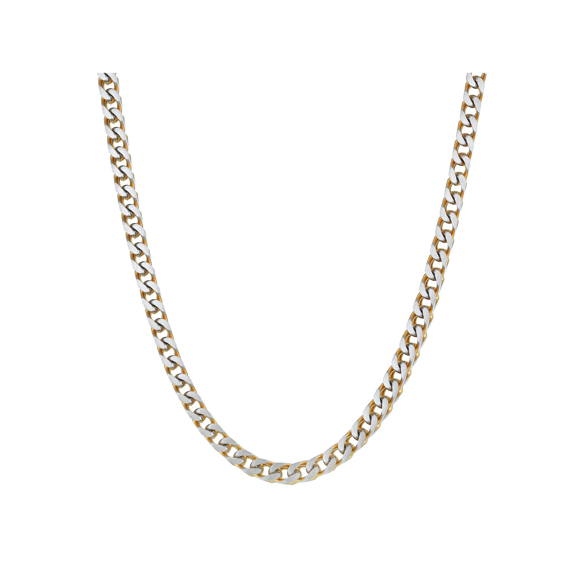 Mens LYNX Gold Tone Ion-Plated Stainless Steel Necklace, Size: 22