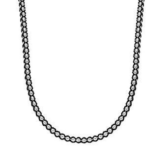 Men's LYNX Stainless Steel Black Cord Box Chain Necklace