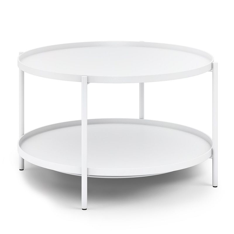 Simpli Home Monet Metal Coffee Table, White