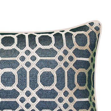 Edie@Home Indoor Outdoor Raffia Geometric Embroidery Throw Pillow