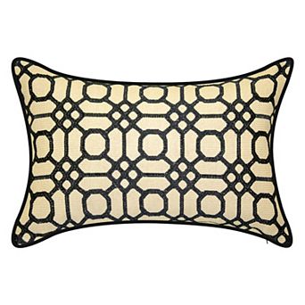 Edie@Home Indoor Outdoor Raffia Geometric Embroidery Throw Pillow