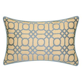 Edie@Home Indoor Outdoor Raffia Geometric Embroidery Throw Pillow