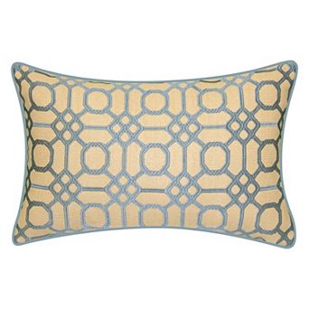 Edie@Home Indoor Outdoor Raffia Geometric Embroidery Throw Pillow