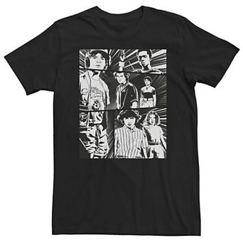 Big & Tall Stranger Things Group Shot Comic Strip Stare Down Tee