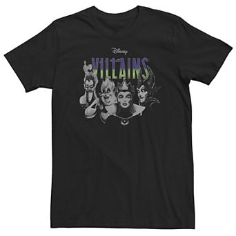 Big & Tall Disney Villains Group Shot Black And White Tee