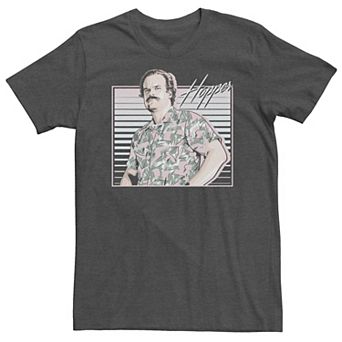 Big & Tall Stranger Things Hopper Hawaiian Shutter Background Tee